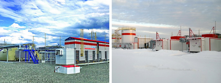 Системы подготовки топливного газа для энергоцентров «Уса» (слева) и «Ярега»